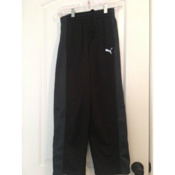 Puma Boys Athletic Jogger Track Pants Size M 10-12 Black & Gray - Picture 1 of 11